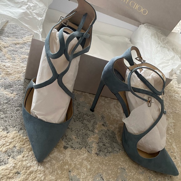 Jimmy Choo Lancer 100 Pointed Toe Slingback Classic, Dusk Blue, Size 8 (38.5) - Picture 6 of 7